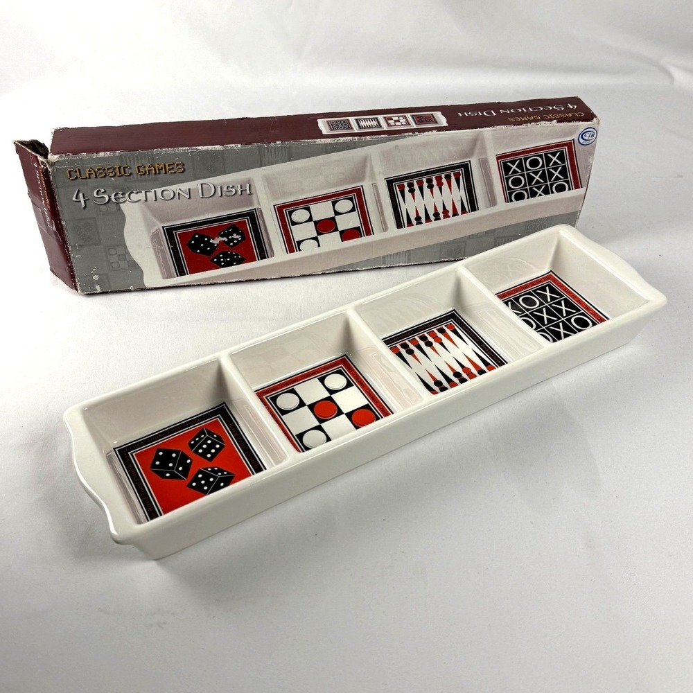 Vintage Classic I. Godinger‎ Games - 4-Section Ceramic Snack Tray